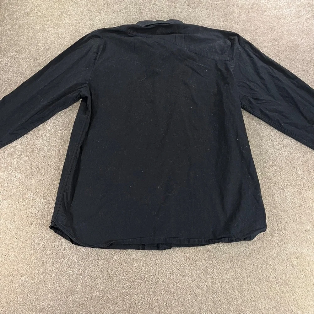 Volcom Button Up Shirt Mens Medium Black Vex Factor Solid Long Sleeve